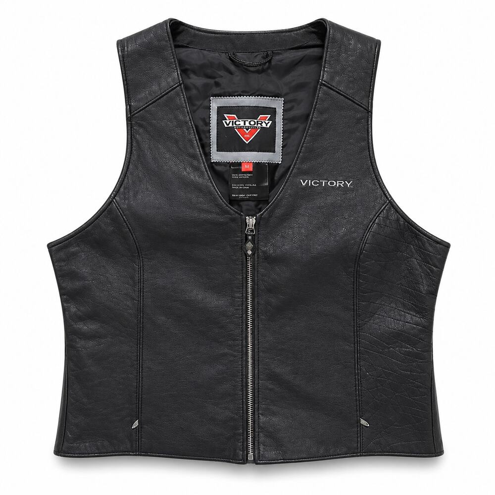Victory Motorcycles Black Leather Moto Vest Small NWT